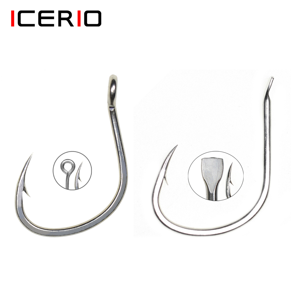 Fishing Hook Offset - ICERIO 10 adet mat kalay kaplama