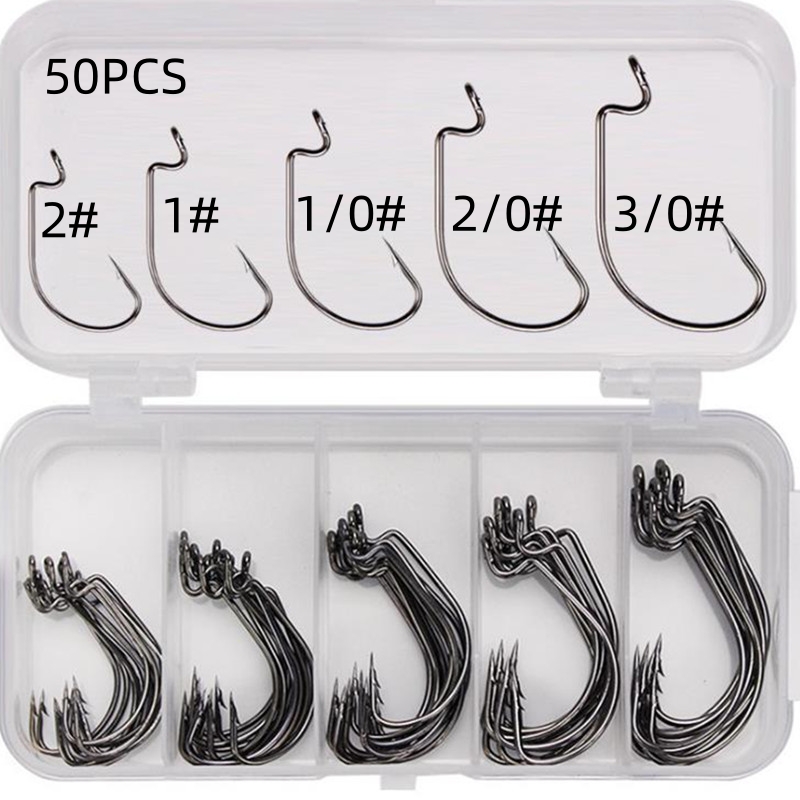 Fishing Hook Offset - 50 Adet/Kutu Yüksek Karbon Çelikli Olta
